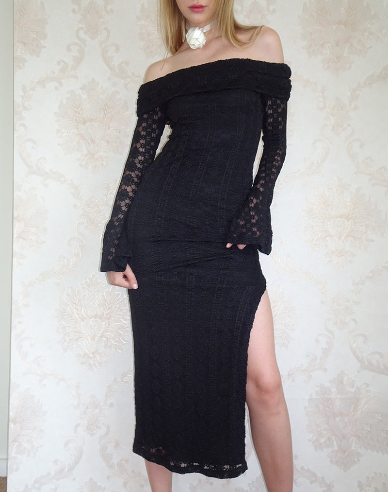 Philippa Maxi Dress in Black Regal Lace-Nico Sky