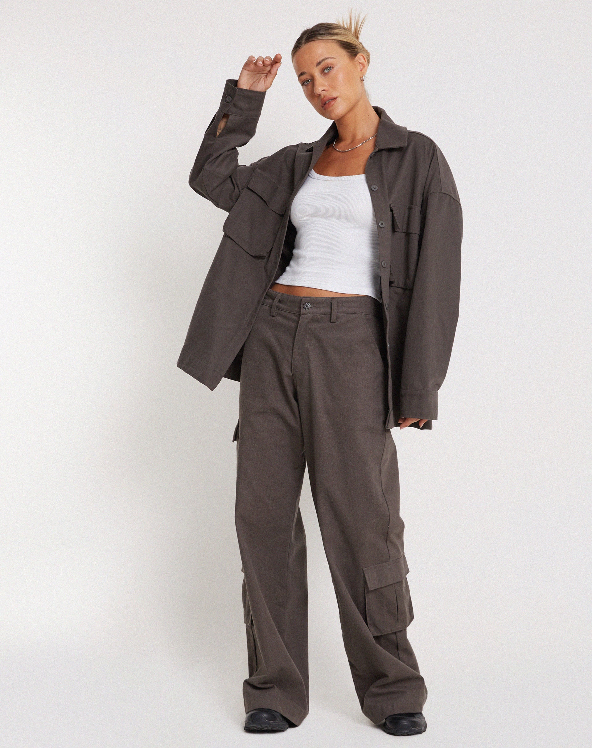 Phlox Oversized Shirt in Dark Grey-Nico Sky