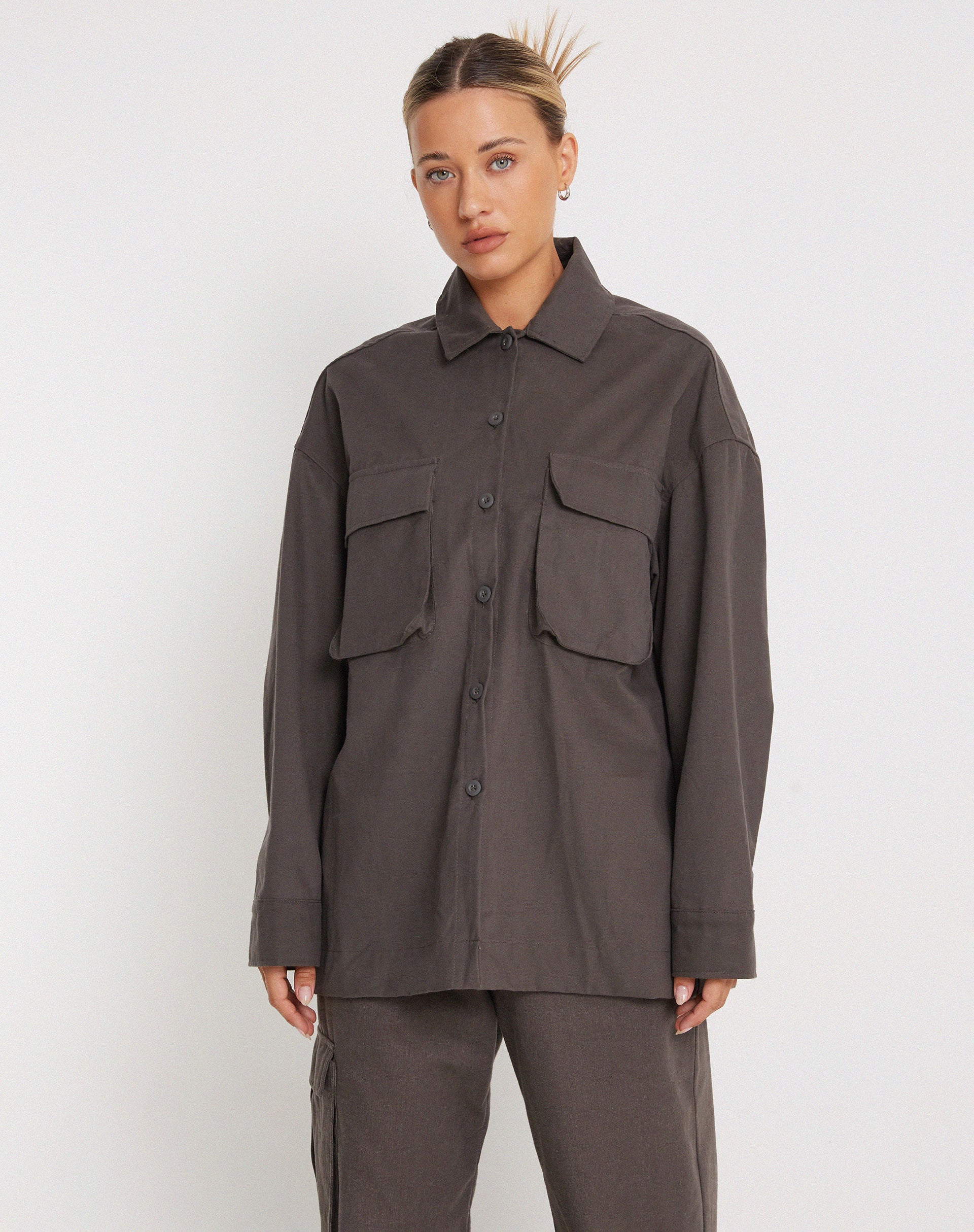 Phlox Oversized Shirt in Dark Grey-Nico Sky