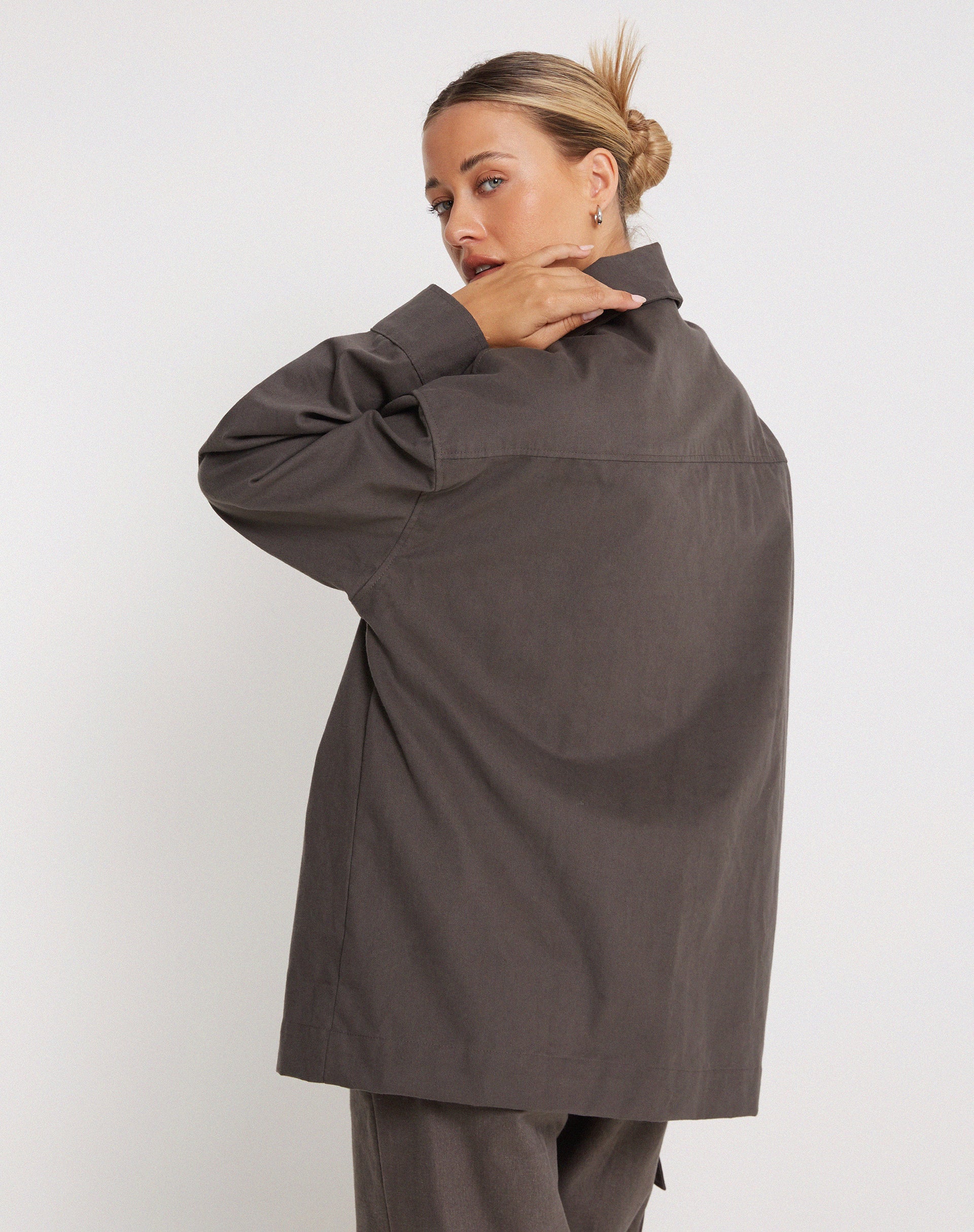 Phlox Oversized Shirt in Dark Grey-Nico Sky