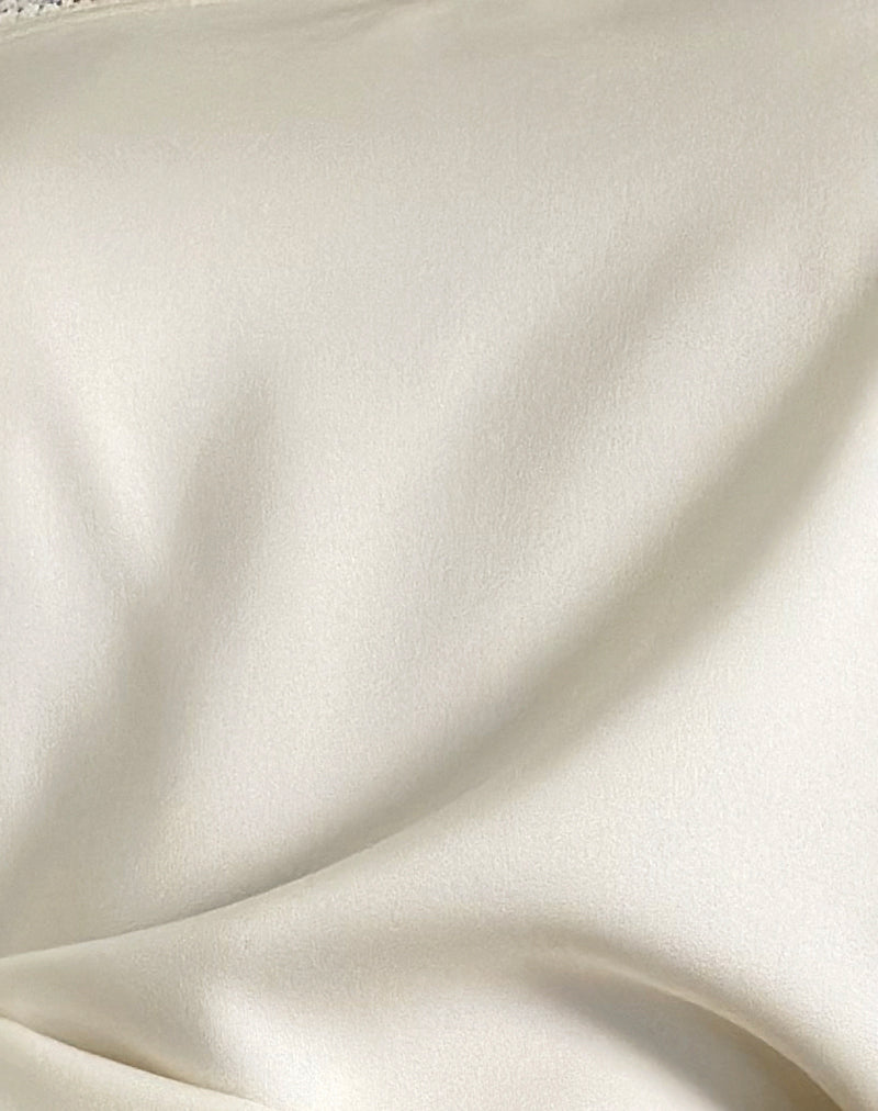 Pitnia Cami Top in Satin Ivory-Nico Sky