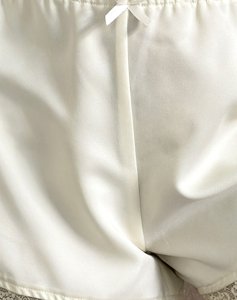 Deba Shorts in Satin Ivory-Nico Sky