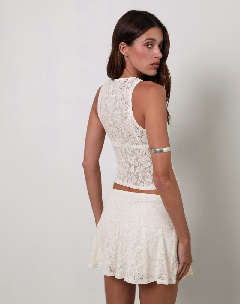 Polovina Sleeveless Top in Hibiscus Crochet Lace Ivory-Nico Sky