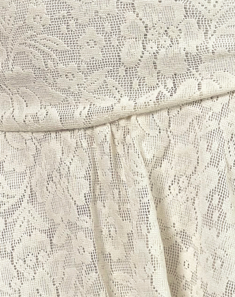 Meta Mini Skirt in Hibiscus Crochet Lace Ivory-Nico Sky