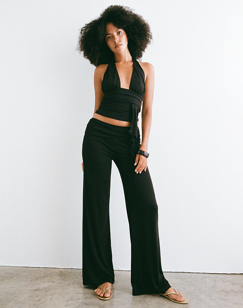 Donata Trouser in Black with Belt-Nico Sky