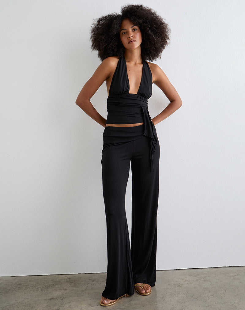 Donata Trouser in Black with Belt-Nico Sky