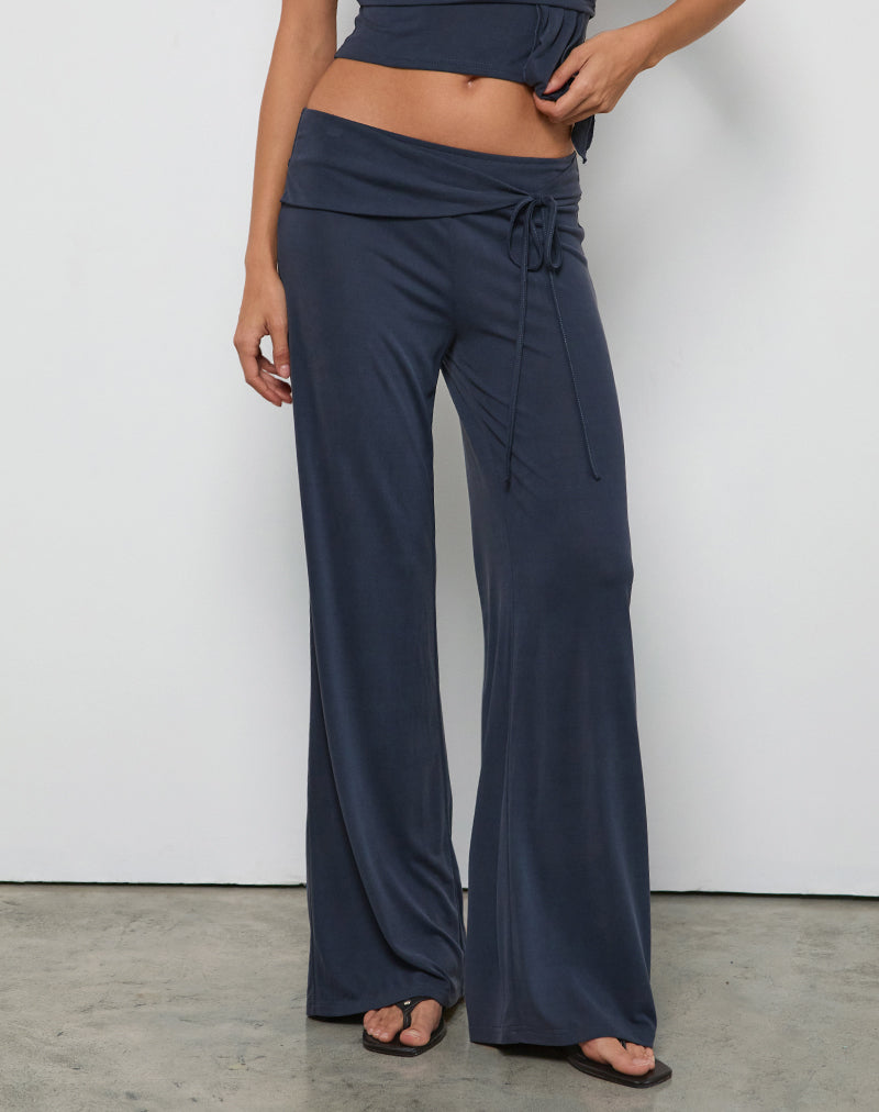 Donata Trouser in Ocean Storm with Belt-Nico Sky