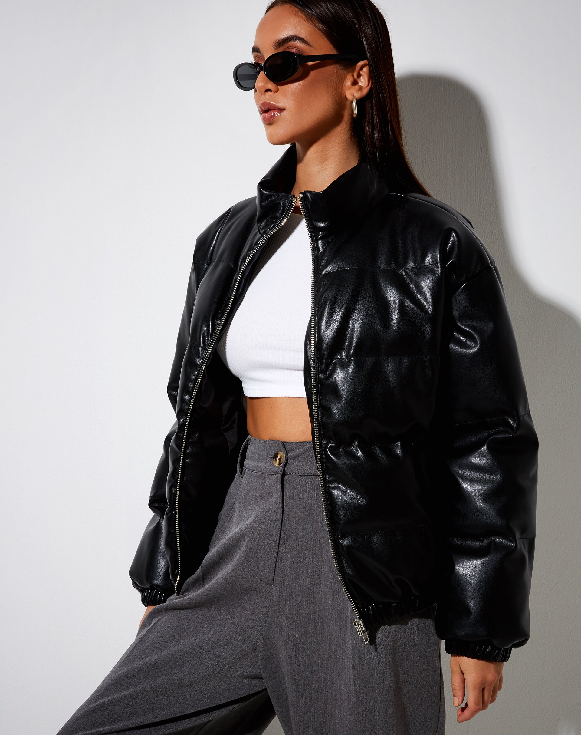 Puffa Puffer Jacket in PU Black-Nico Sky