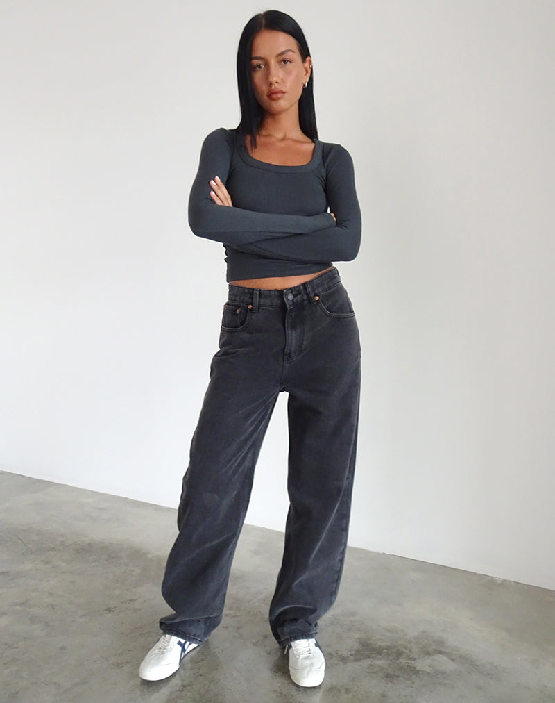 Parallel Jeans in Black Wash-Nico Sky