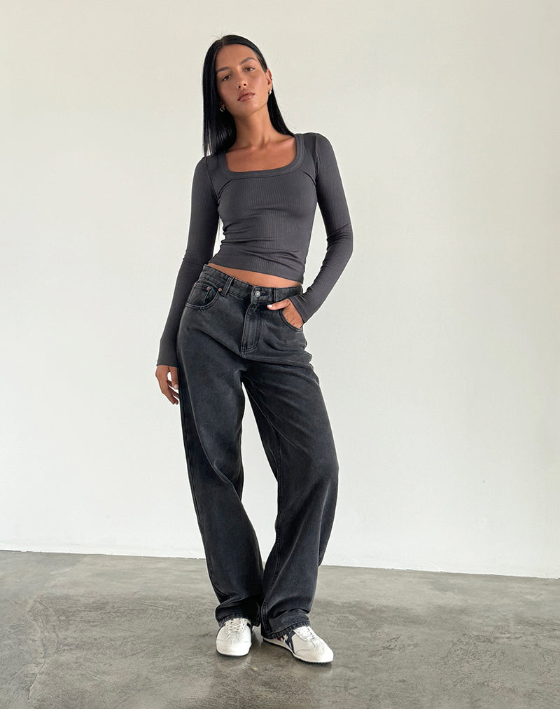 Parallel Jeans in Black Wash-Nico Sky