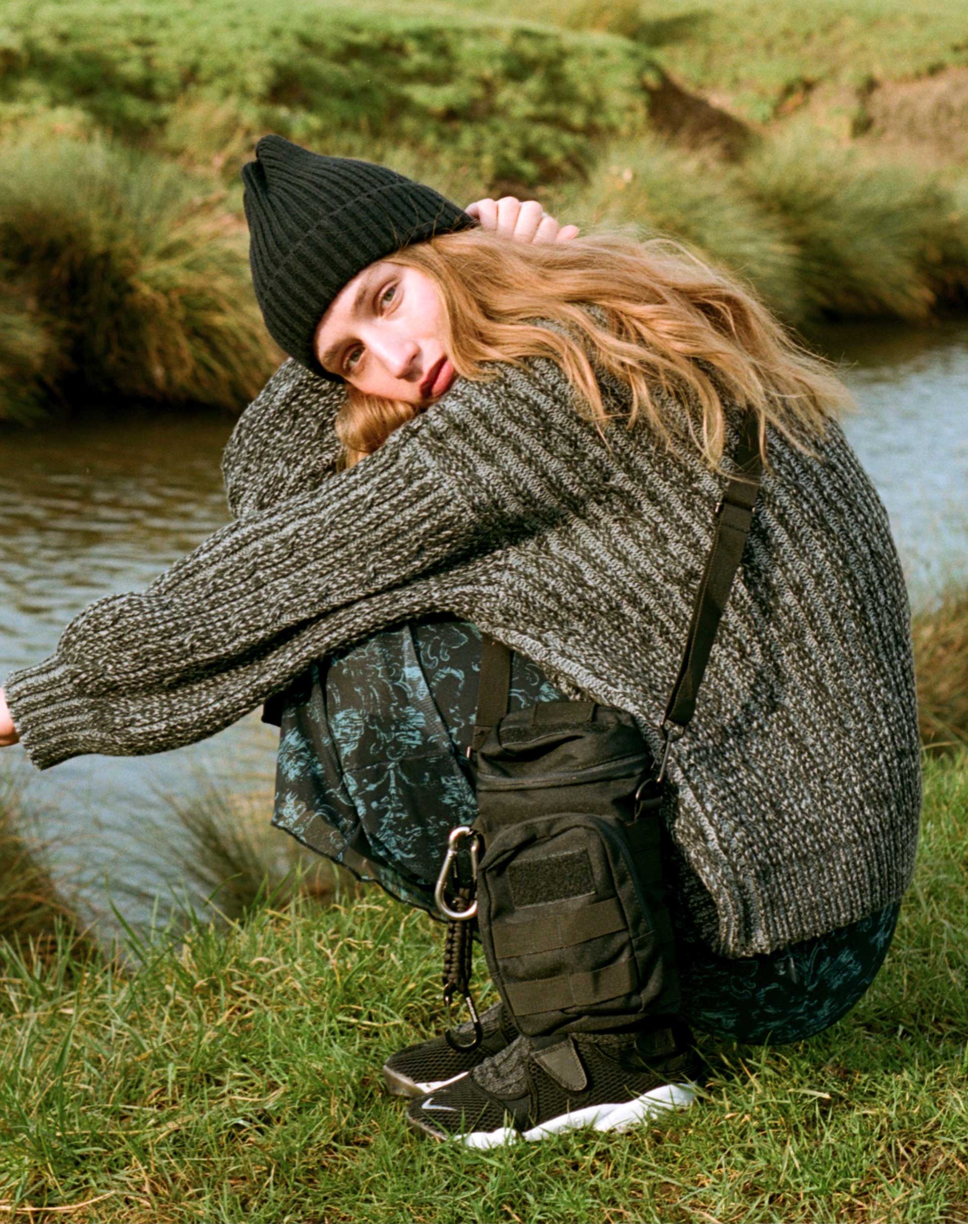 Amieta Knitted Jumper in Shadow Grey-Nico Sky