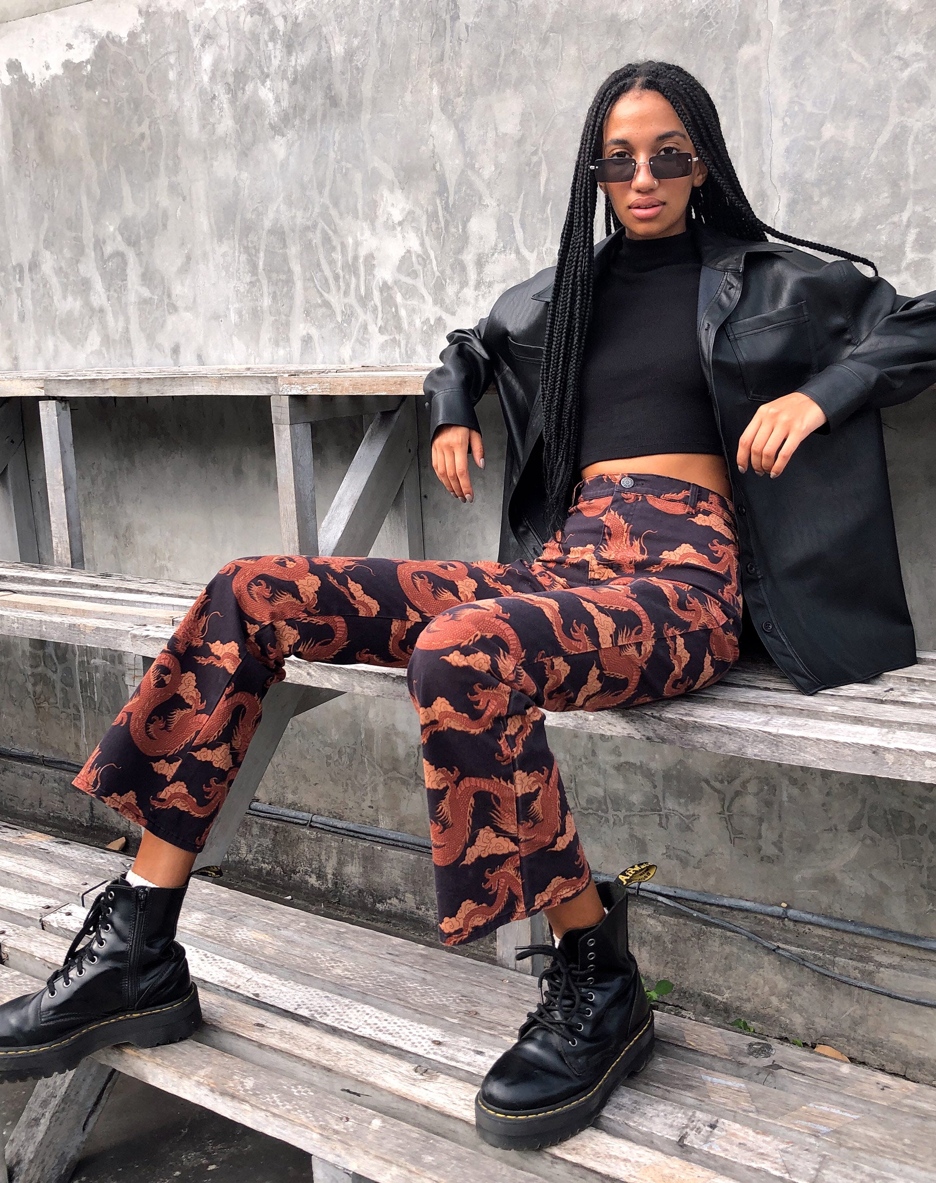 Zoven Flare Trouser in Tonal Dragon Orange-Nico Sky