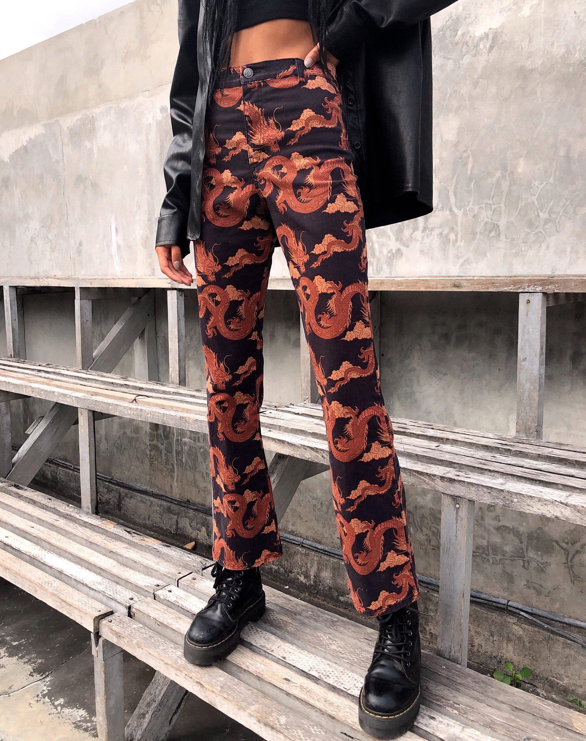 Zoven Flare Trouser in Tonal Dragon Orange-Nico Sky