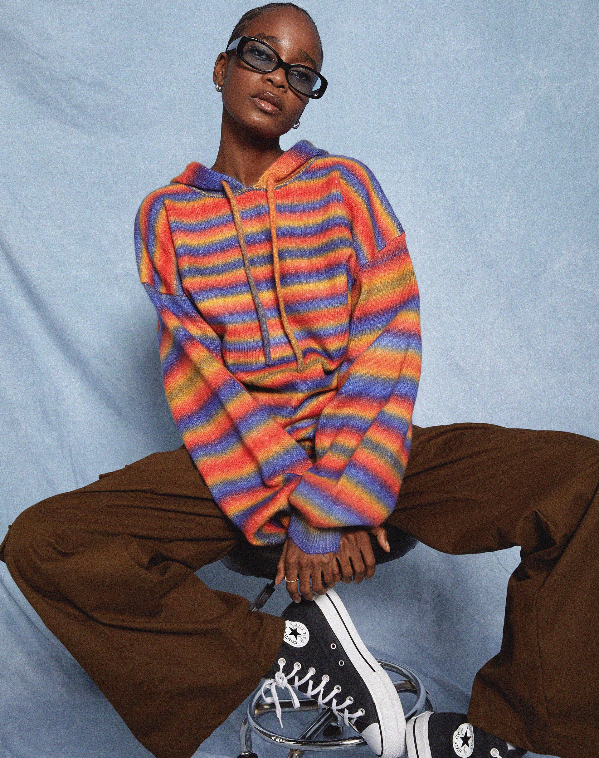 Ehsan Hoodie in Red Mix Stripe-Nico Sky