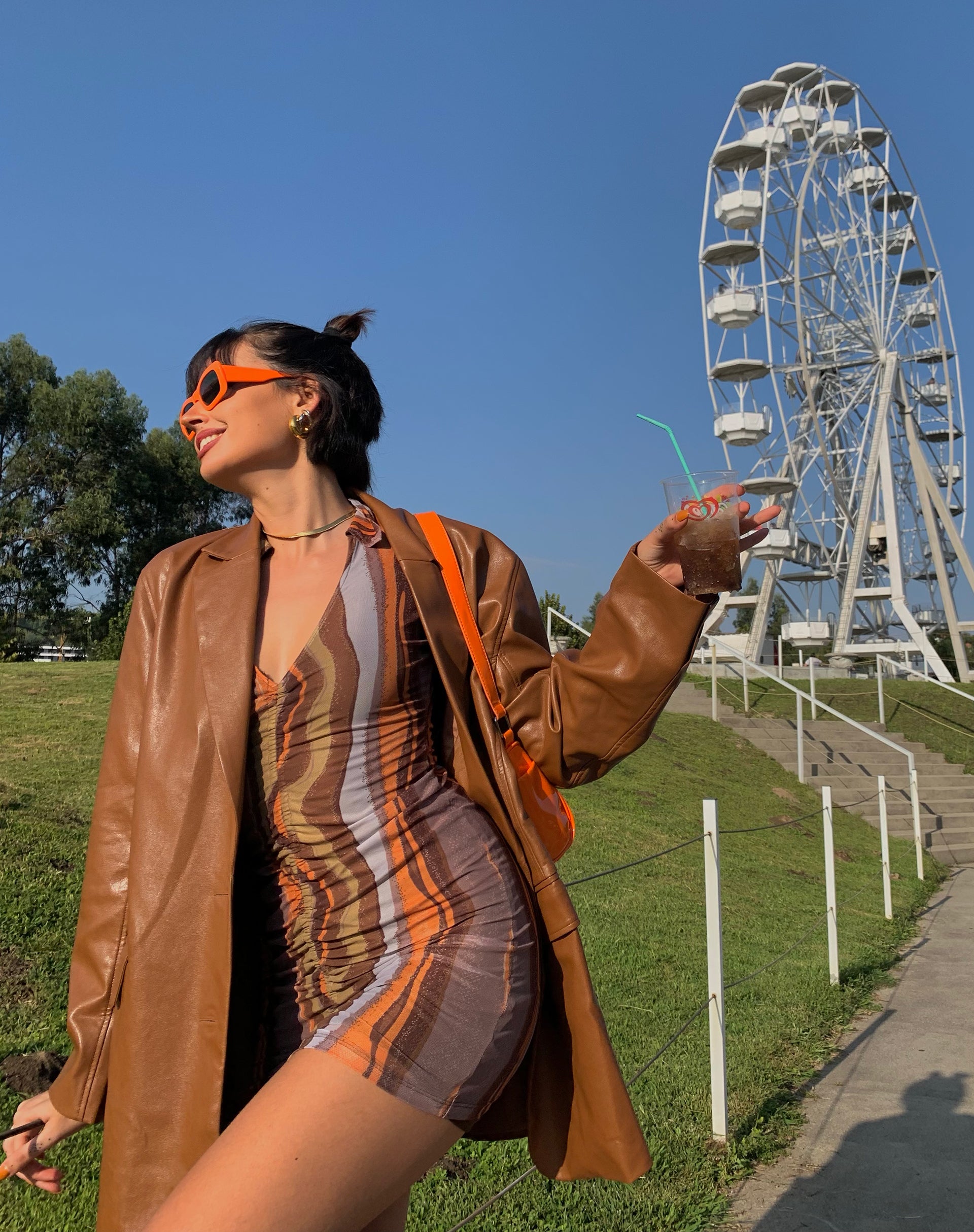 Aviva Mini Dress in Earthy Gradient-Nico Sky