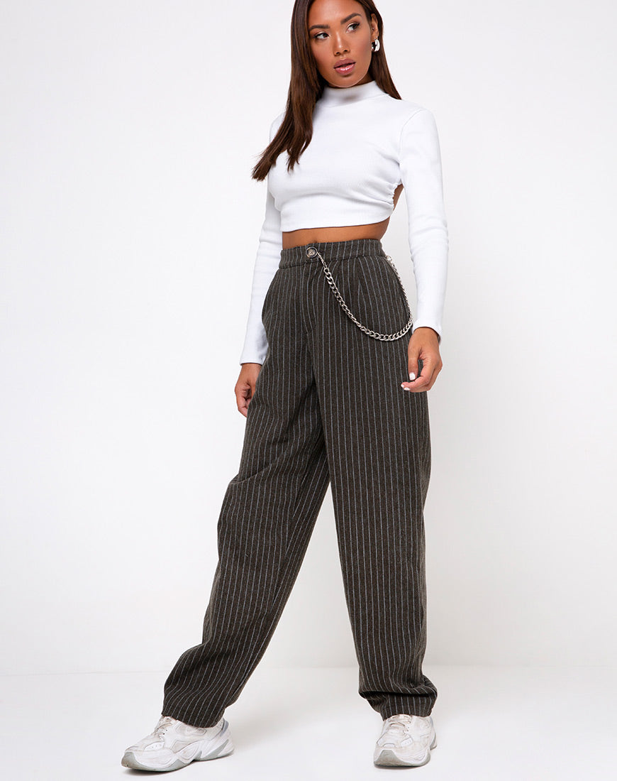 Quelia Crop Top in Rib White-Nico Sky