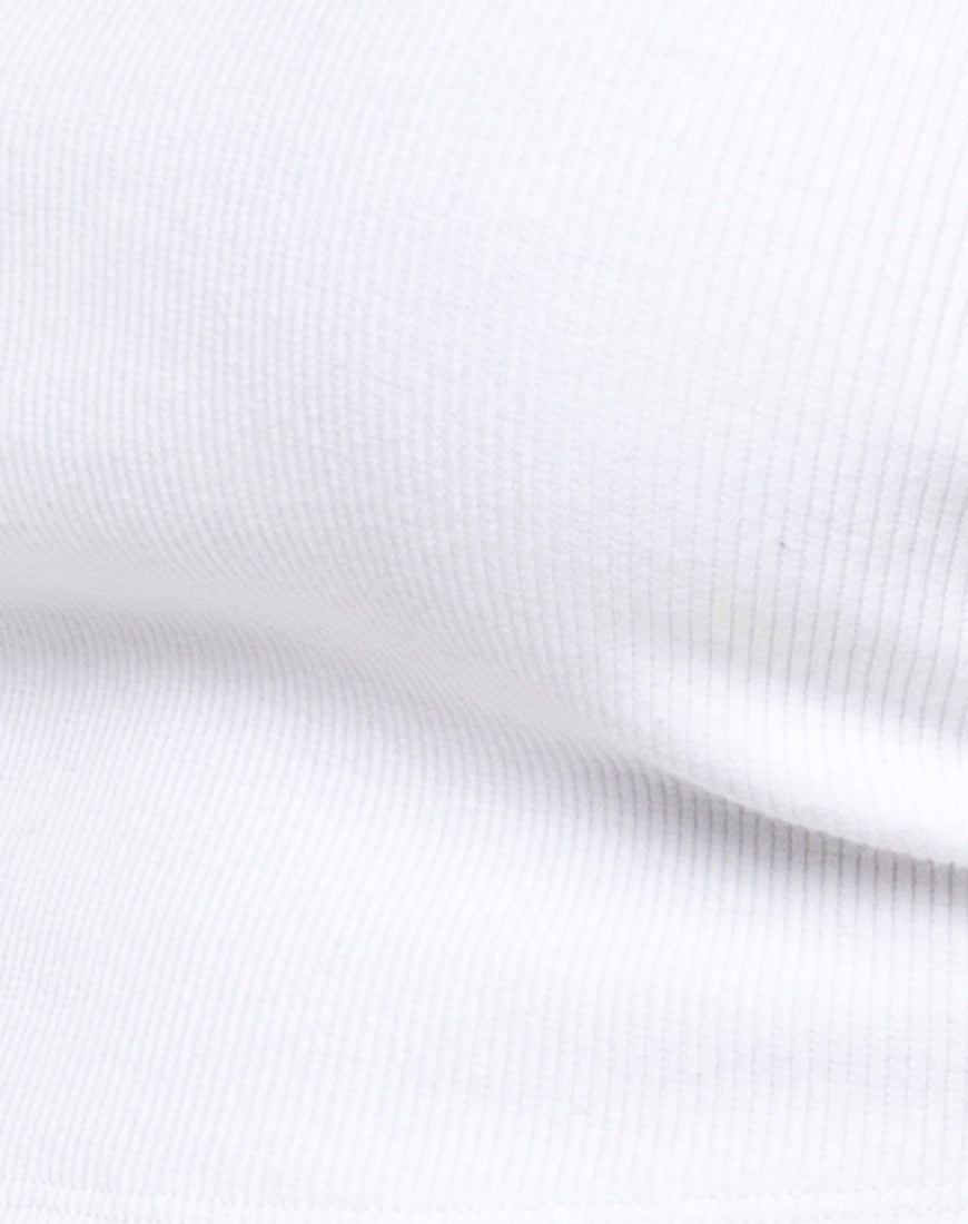 Quelia Crop Top in Rib White-Nico Sky