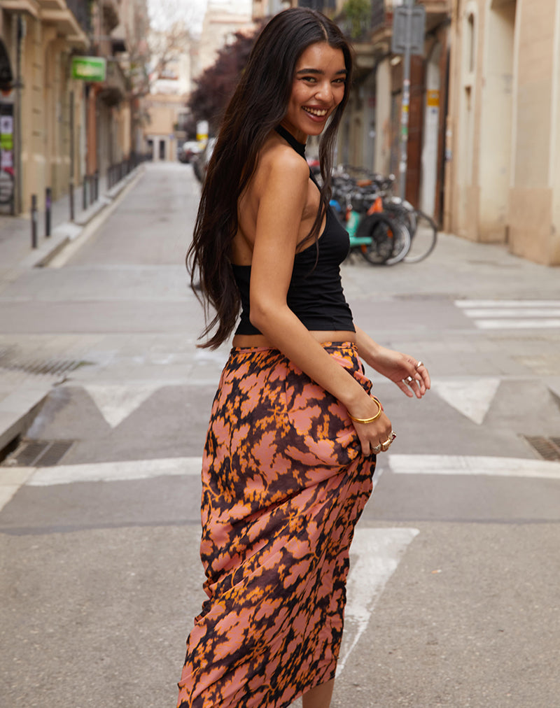 Jezza Slip Maxi Skirt in Furnishing Floral-Nico Sky