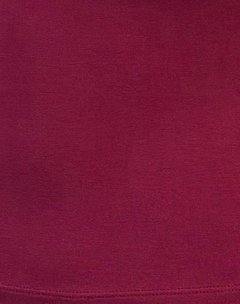 Raceline Halterneck Top in Rayon Jersey Burgundy-Nico Sky