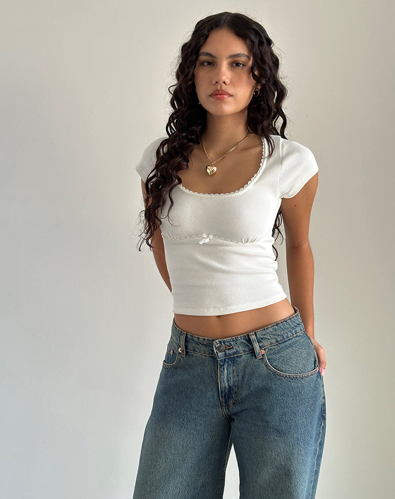 Rada Top in Rib Off White-Nico Sky