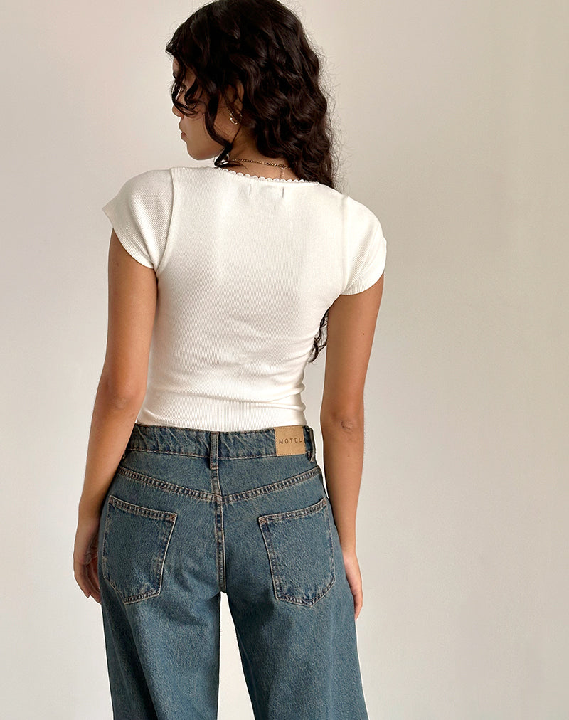 Rada Top in Rib Off White-Nico Sky