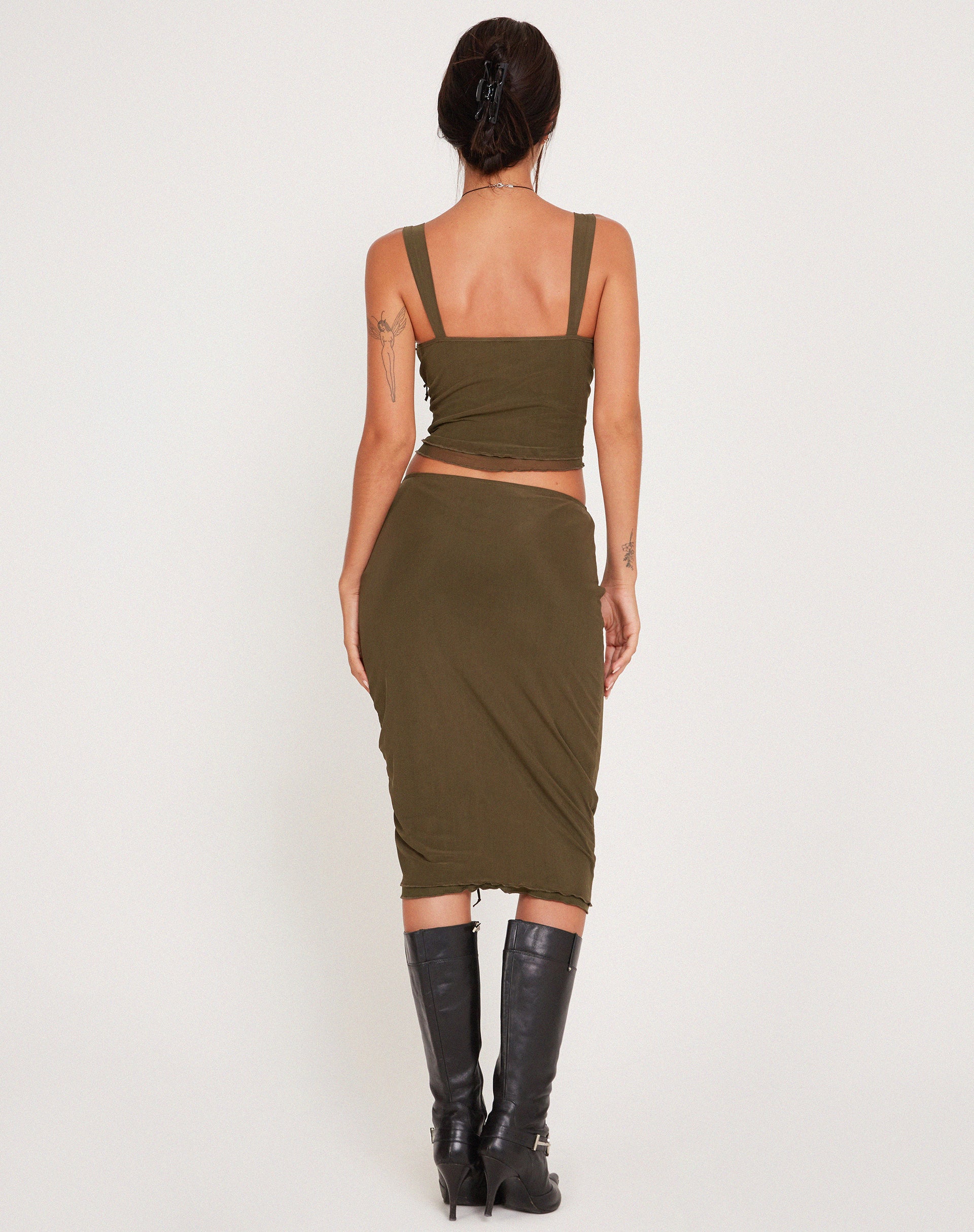 Raline Vest Top in Mesh Dark Olive-Nico Sky