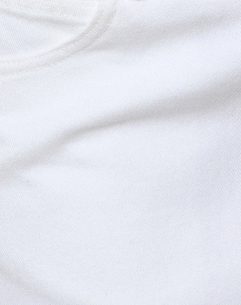 Raw Hem Denim Mini Skirt in True White-Nico Sky