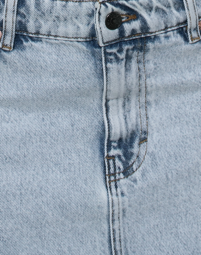 Raw Mini Skirt Pockets in 80's Light Blue-Nico Sky