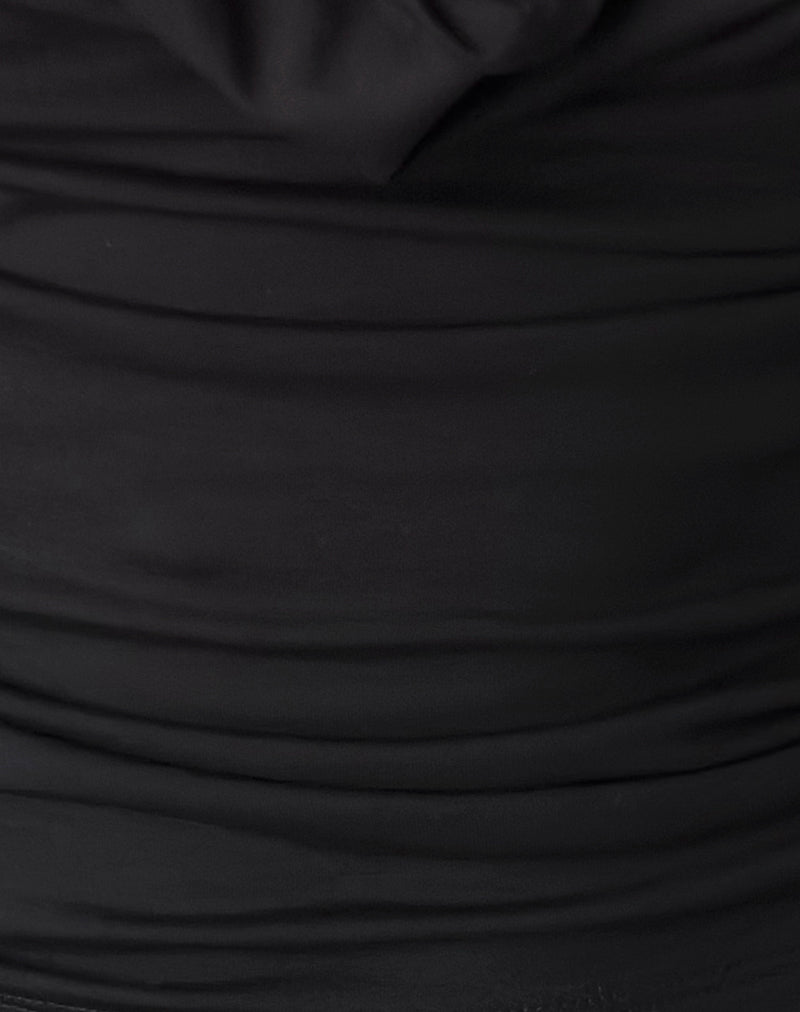 Reni Cowl Neck Top in Black Rayon Jersey-Nico Sky