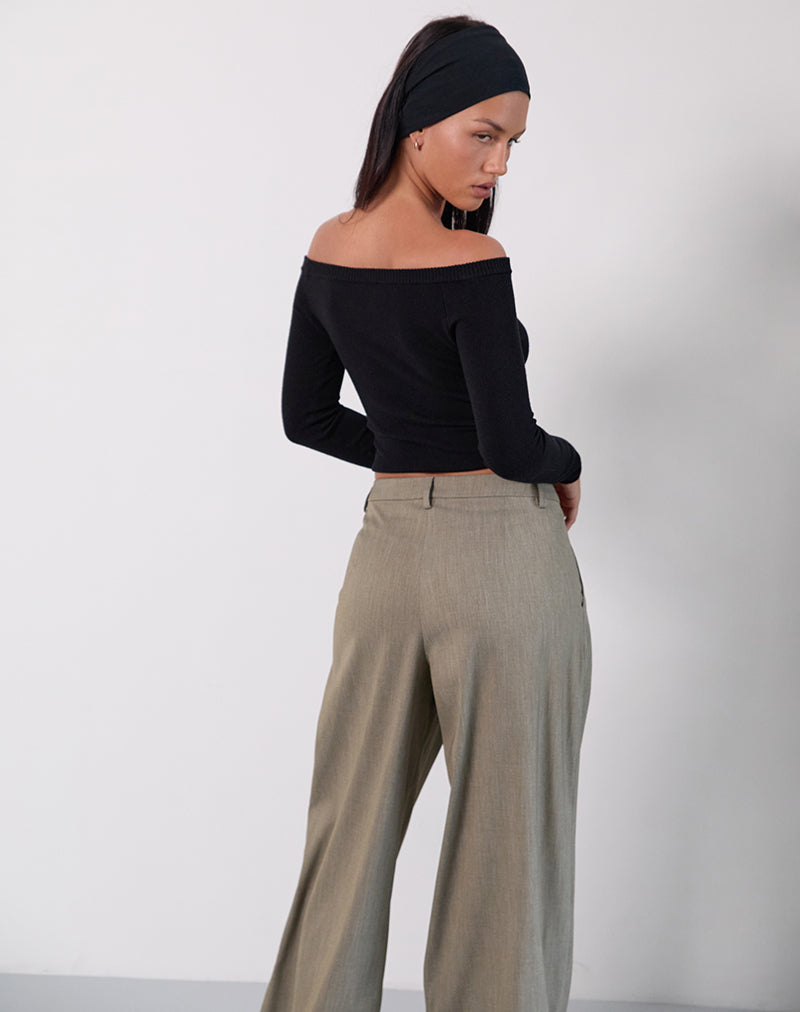 Renie Bardot Top in Black Knit-Nico Sky