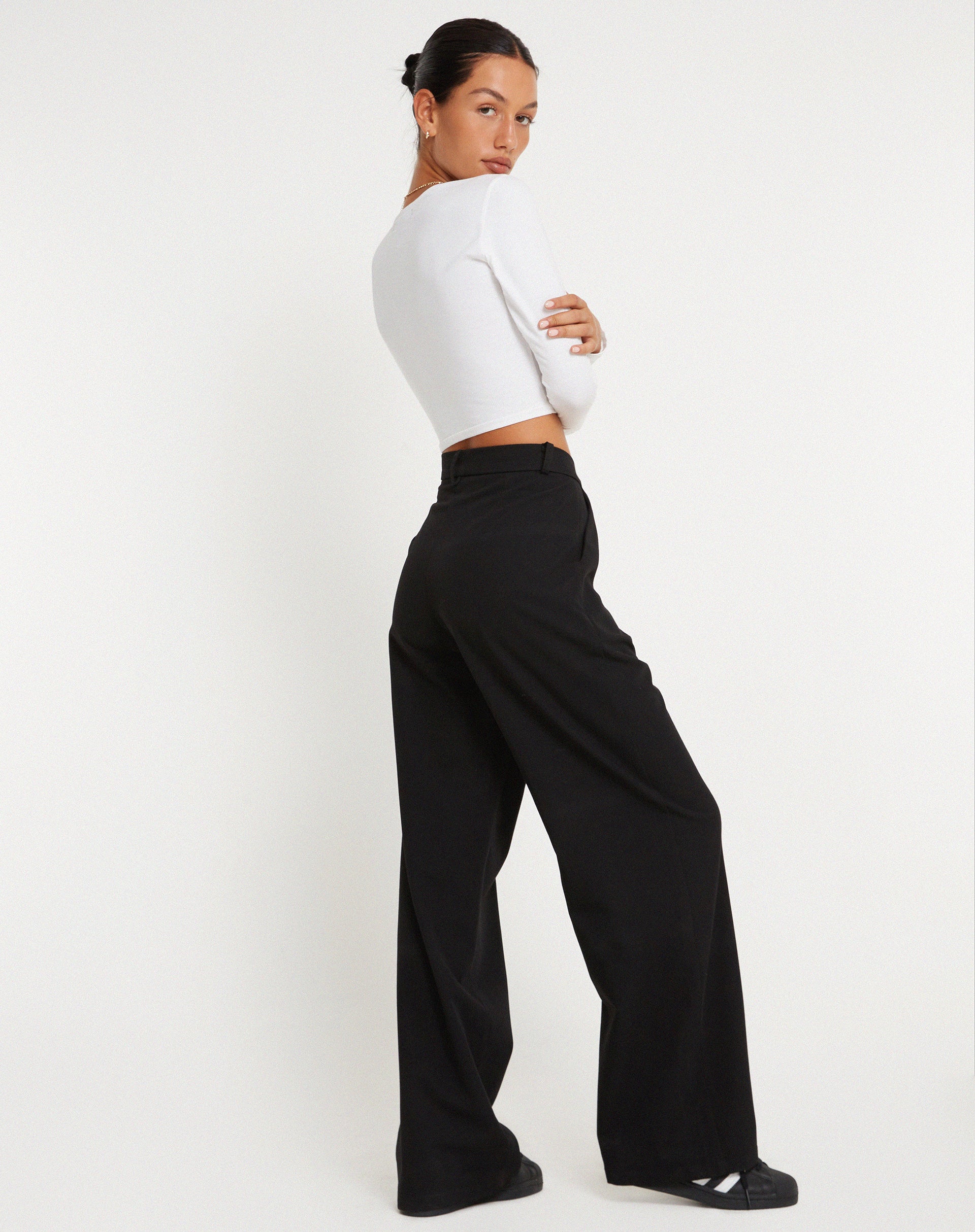 Abba Trouser in Black-Nico Sky
