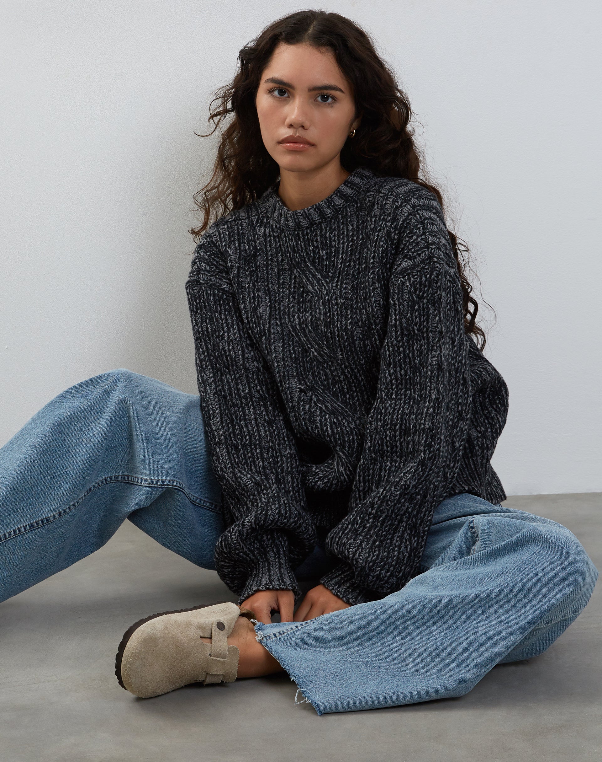 Amieta Knitted Jumper in Shadow Grey-Nico Sky