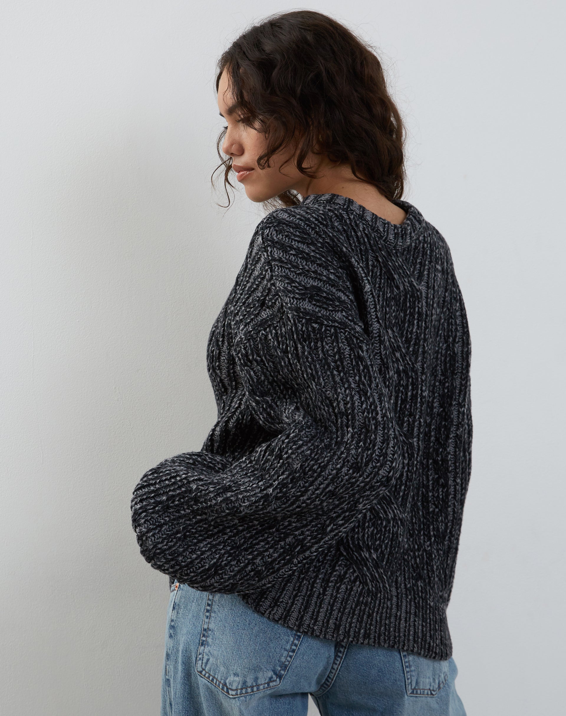 Amieta Knitted Jumper in Shadow Grey-Nico Sky