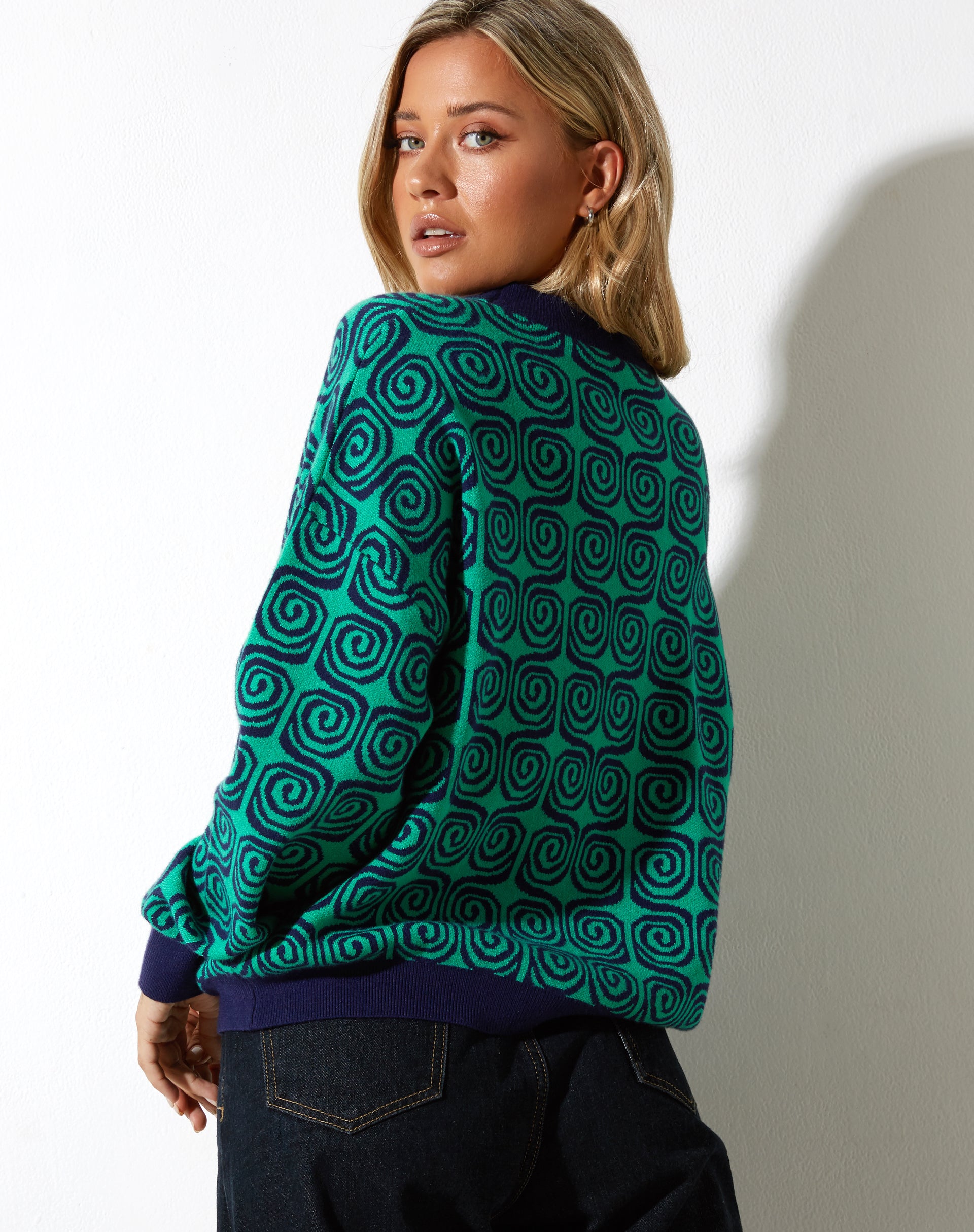 Ammar Jumper in Swirl Green and Blue-Nico Sky