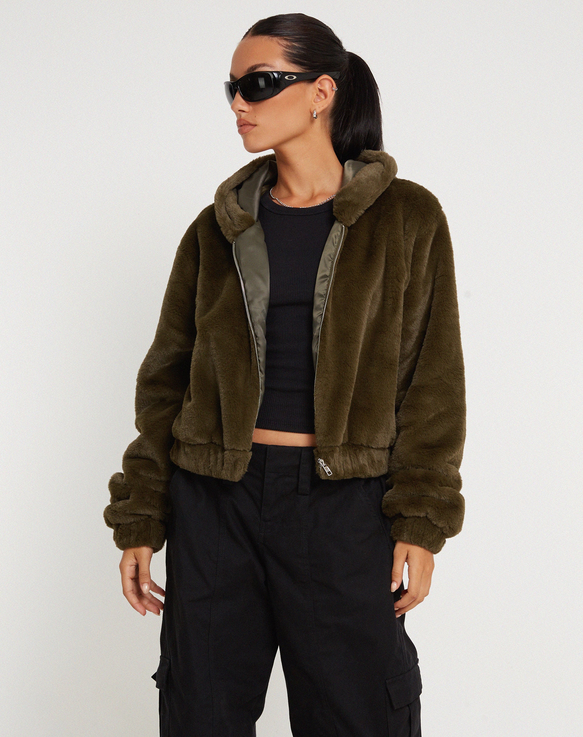 Banowa Zip Up Jacket in Olive-Nico Sky