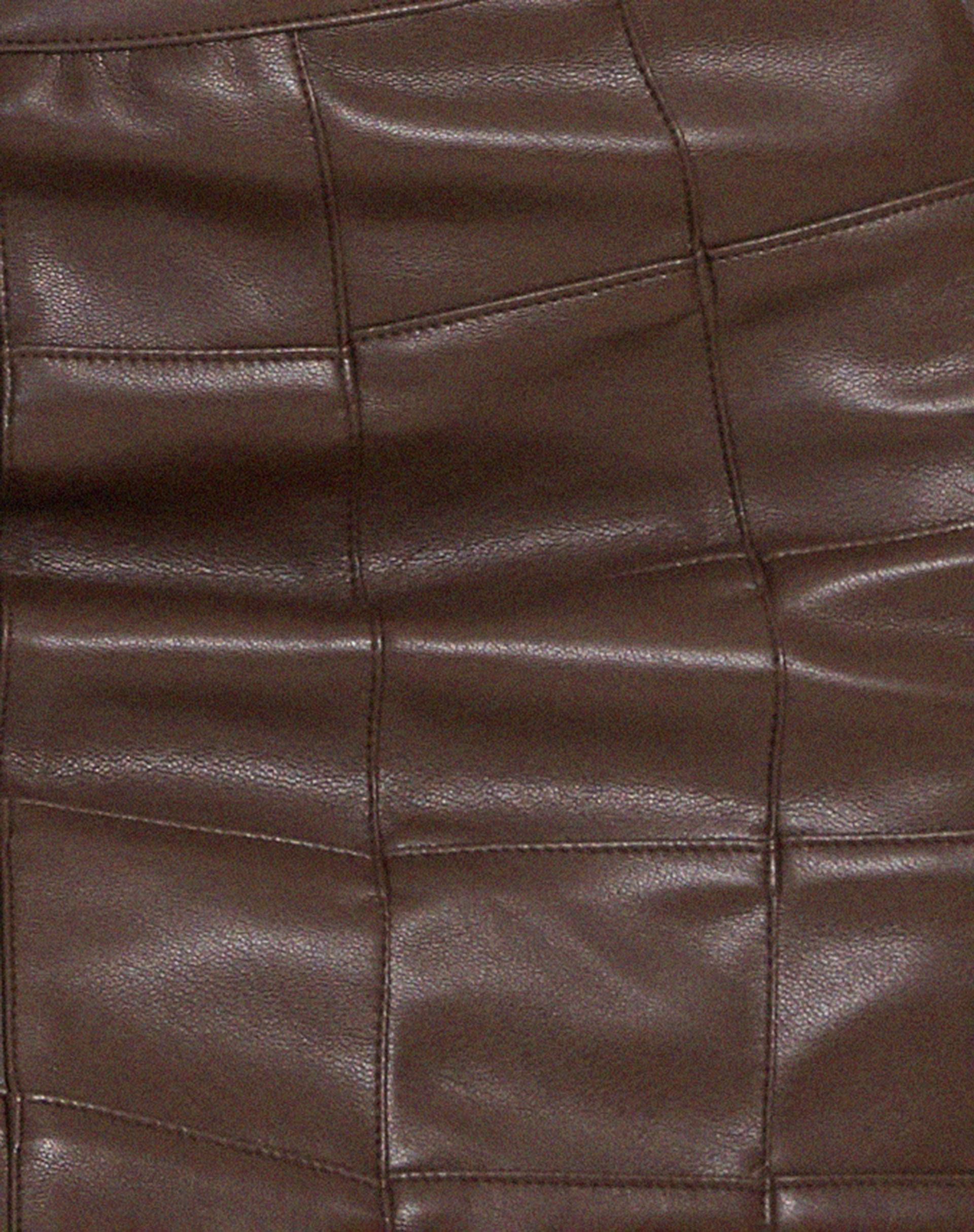 Bora Mini Skirt in PU Patchwork Choco Brown-Nico Sky