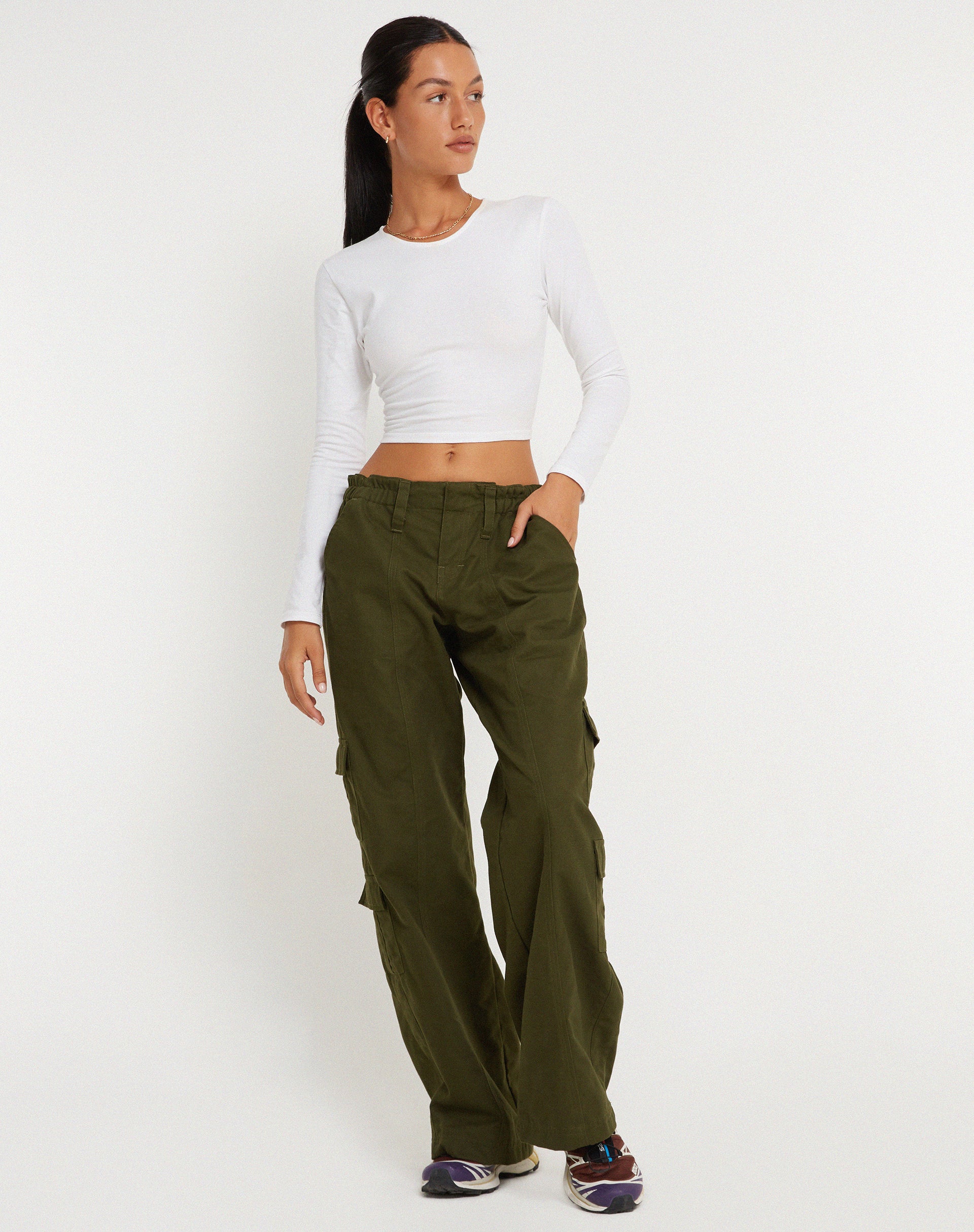 Hansa Cargo Trouser in Panama Dark Olive-Nico Sky