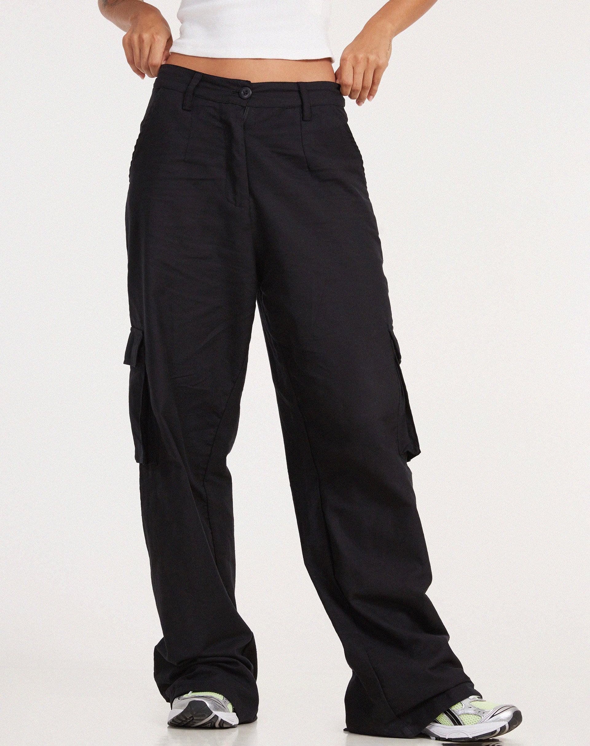 Jita Cargo Trouser in Rami Black-Nico Sky