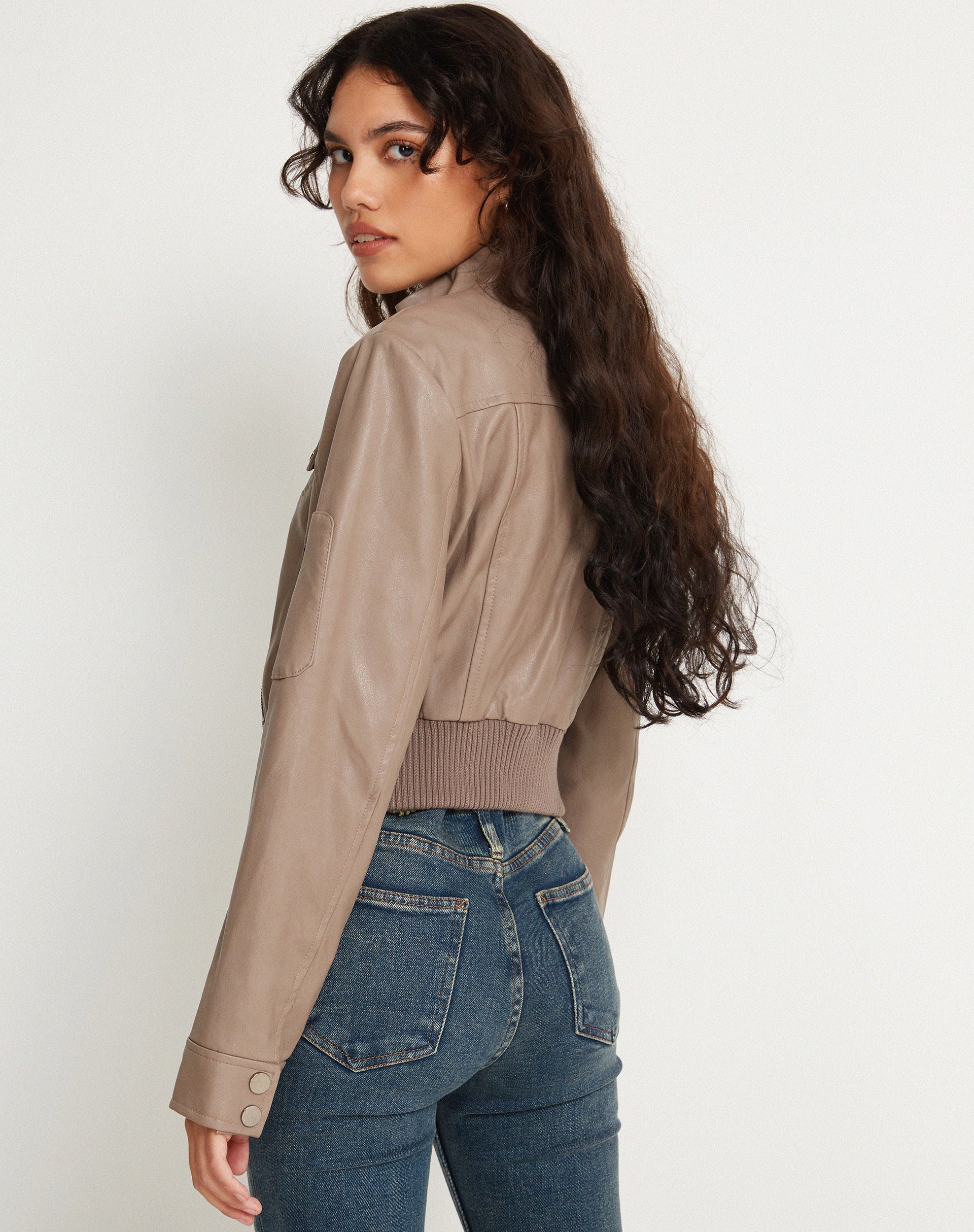 Loviana Jacket in PU Putty-Nico Sky