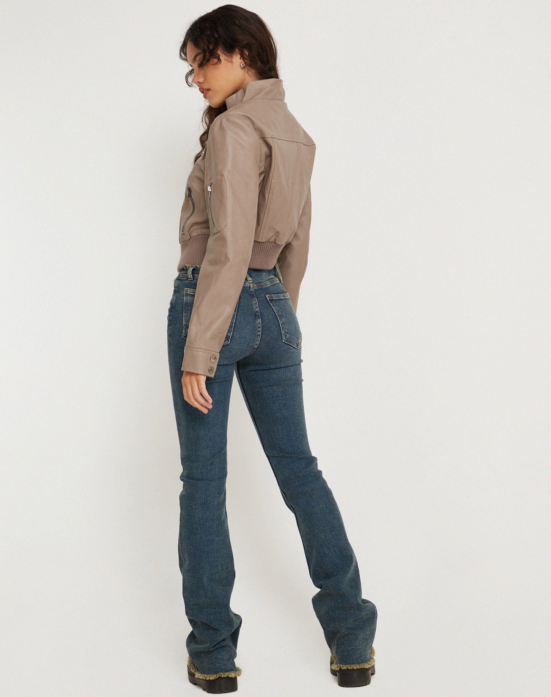 Loviana Jacket in PU Putty-Nico Sky