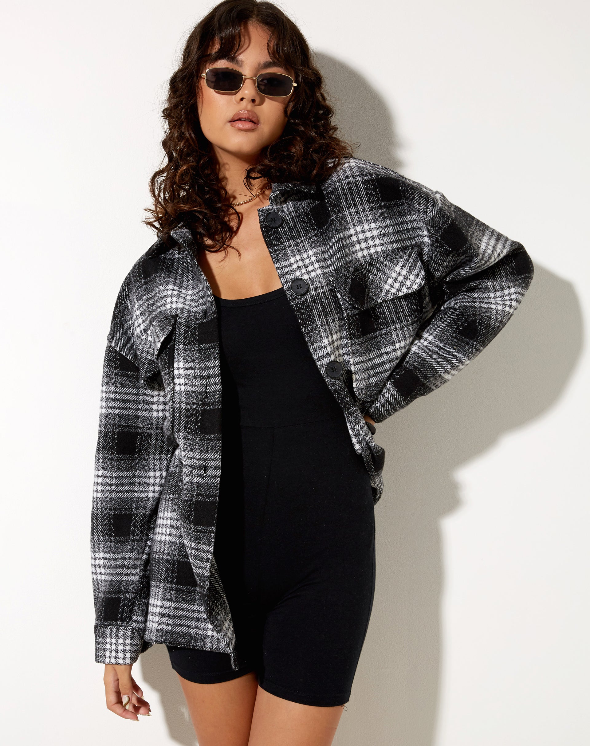Marcella Shirt in Check Black-Nico Sky