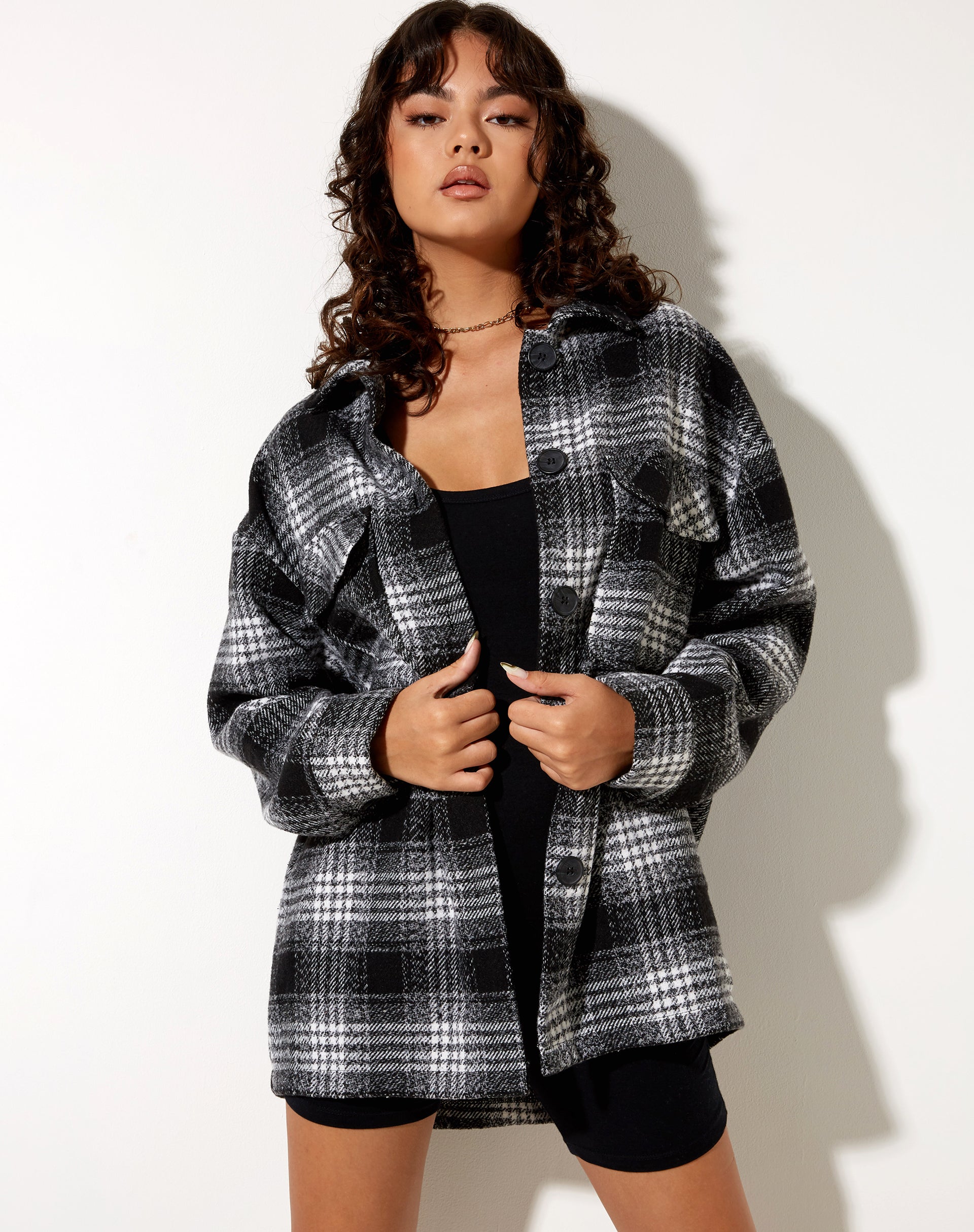 Marcella Shirt in Check Black-Nico Sky