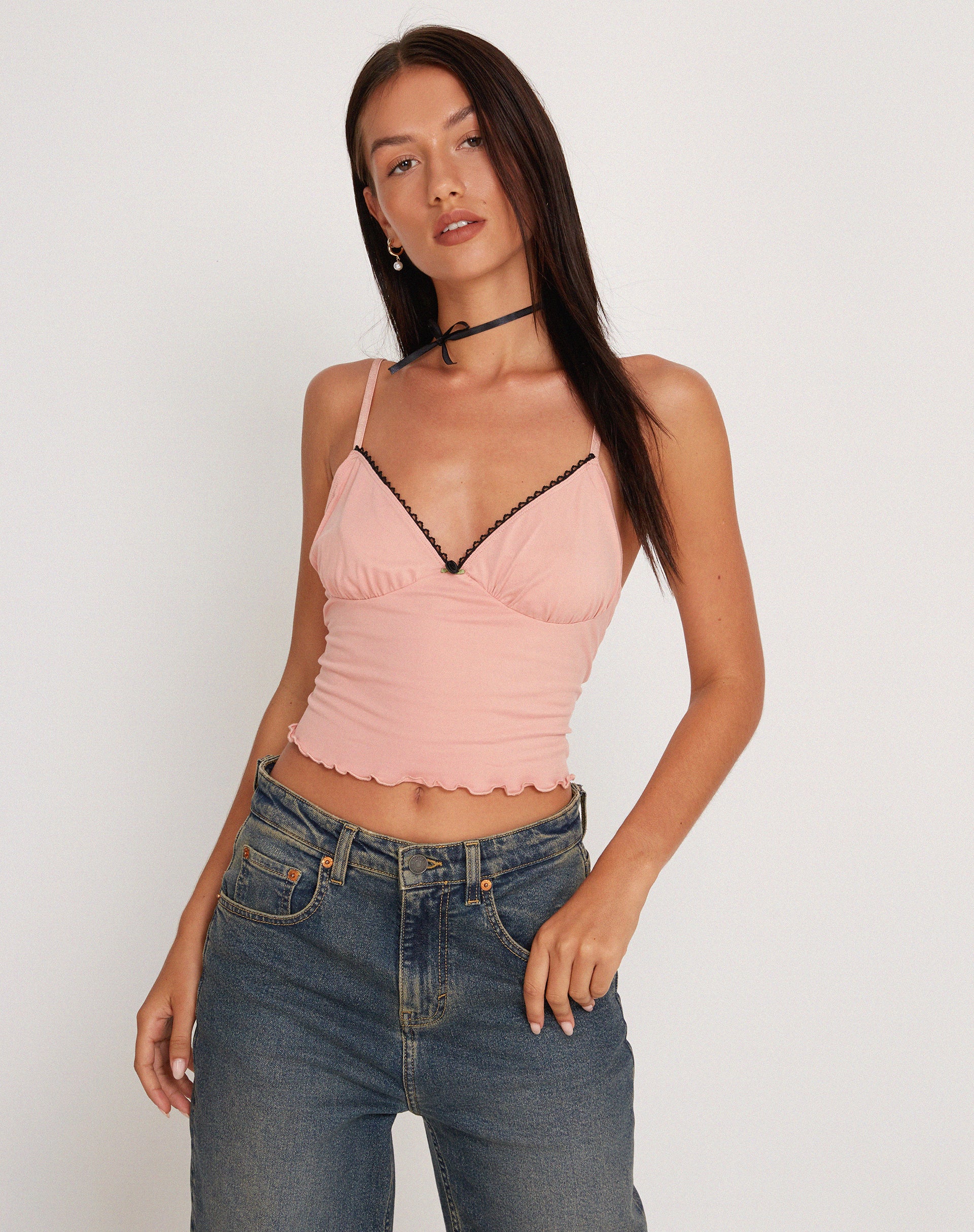 Mia Ballet Jersey Cami Vest Top in Pink-Nico Sky