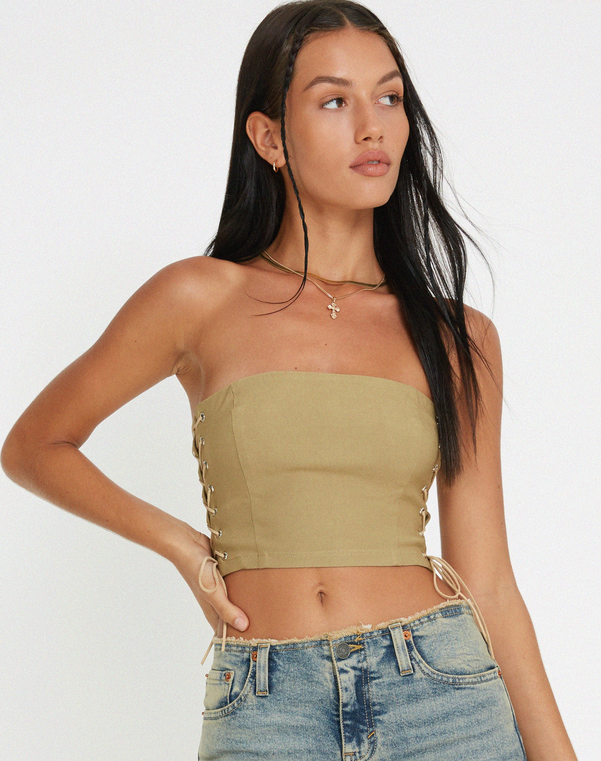 Murga Corset Top in Sand-Nico Sky