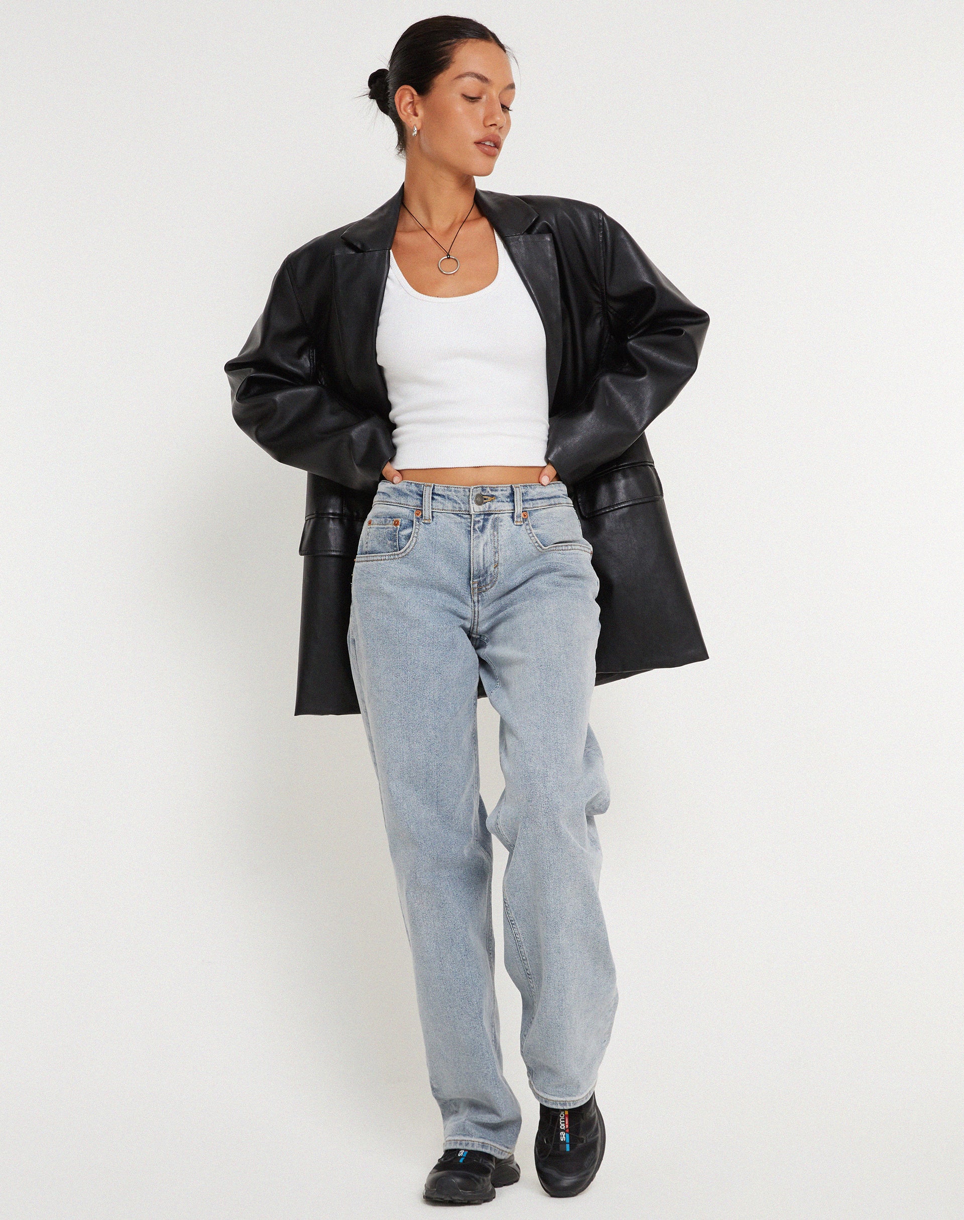 Saken Blazer in Pu Black-Nico Sky