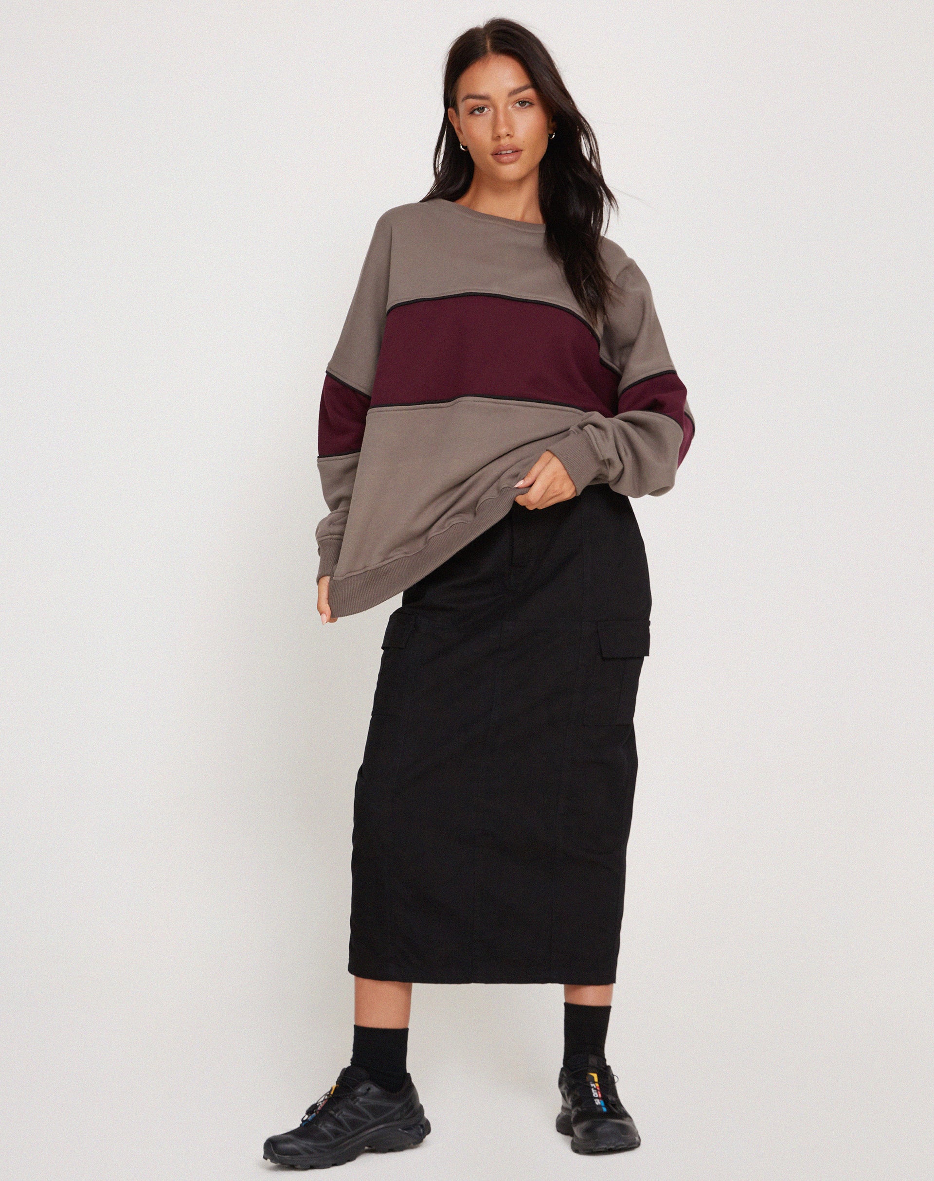 Samara Sweatshirt in Cloudburst Oxblood Black-Nico Sky