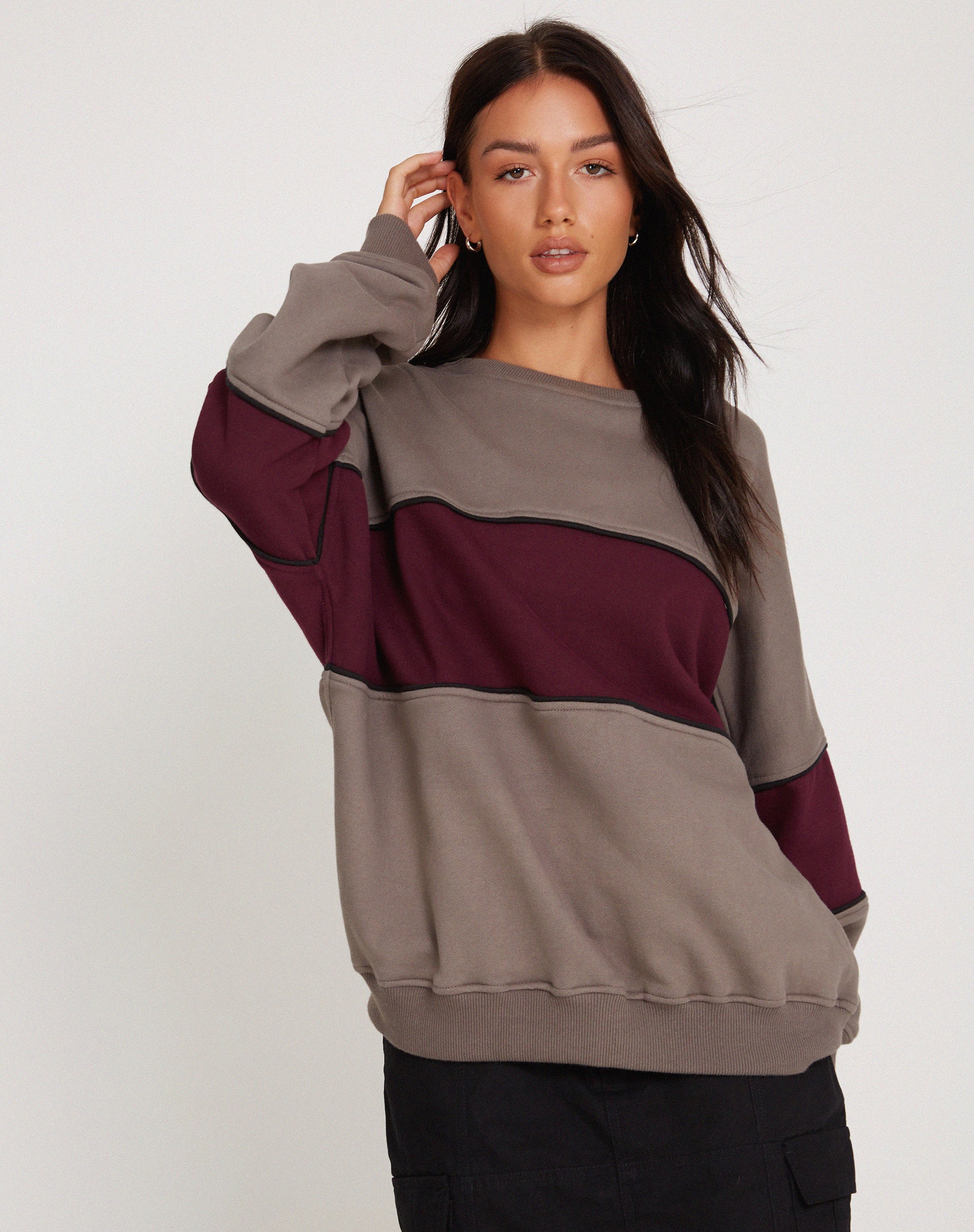 Samara Sweatshirt in Cloudburst Oxblood Black-Nico Sky