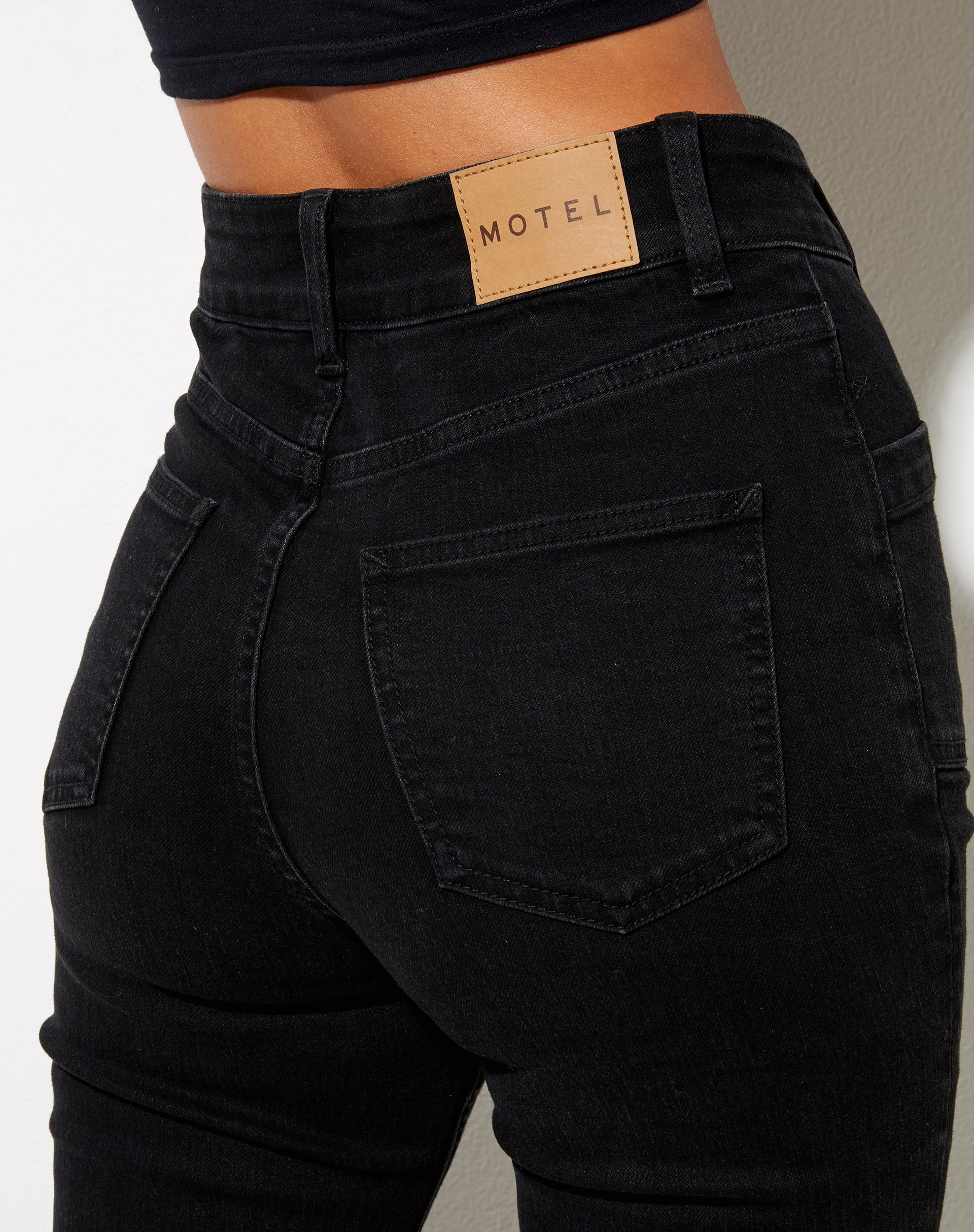 Seam Split Jeans in Black Wash-Nico Sky