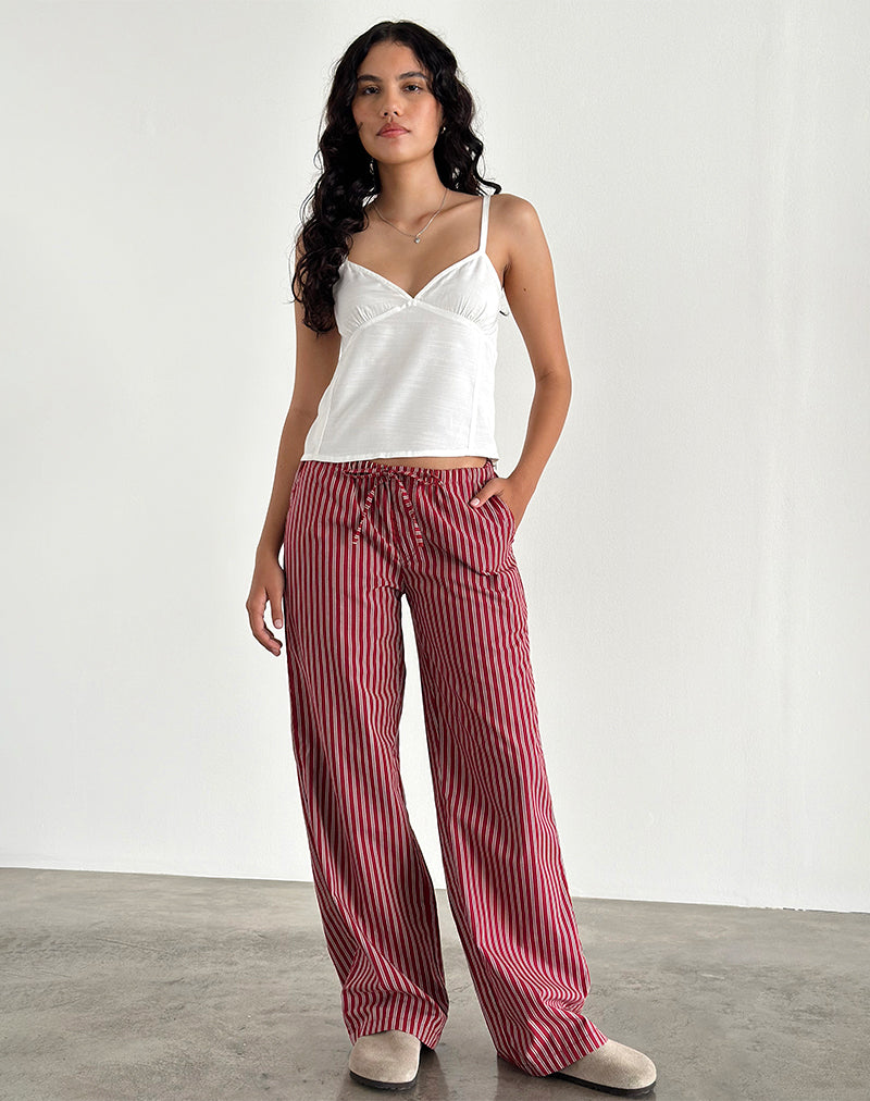 Lirura Casual Trouser in Maroon Stripe-Nico Sky