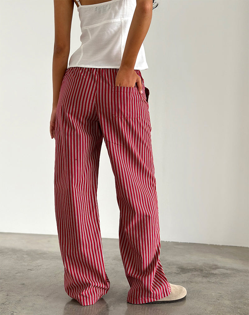 Lirura Casual Trouser in Maroon Stripe-Nico Sky